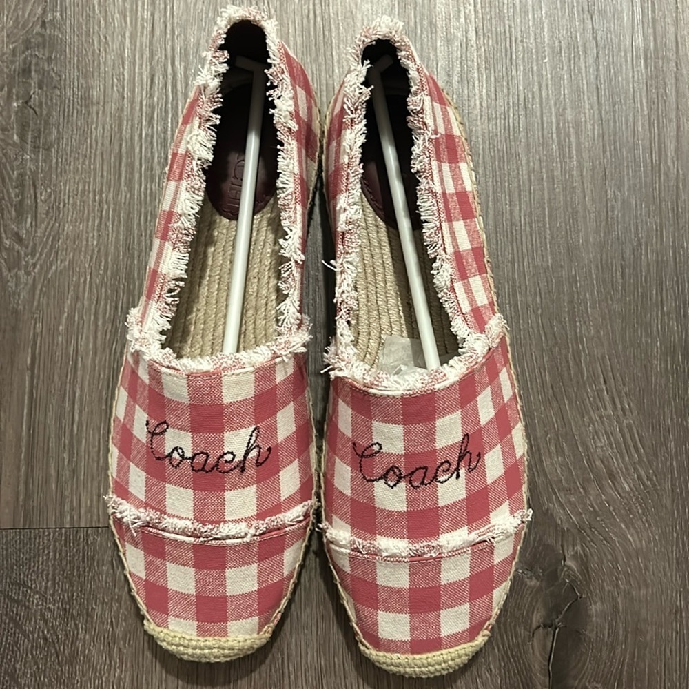 Coach Celina Espadrille Pink Gingham Slip On Shoes Like New Size 8.5B - Picture 2 of 8